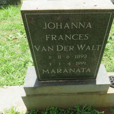 WALT Johanna Frances, van der 1893-1991