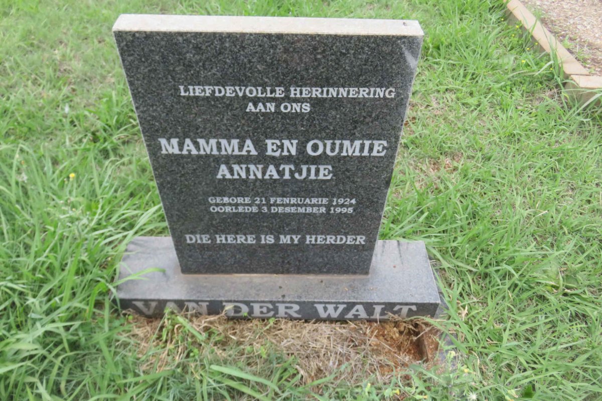 WALT Annetjie, van der 1924-1995