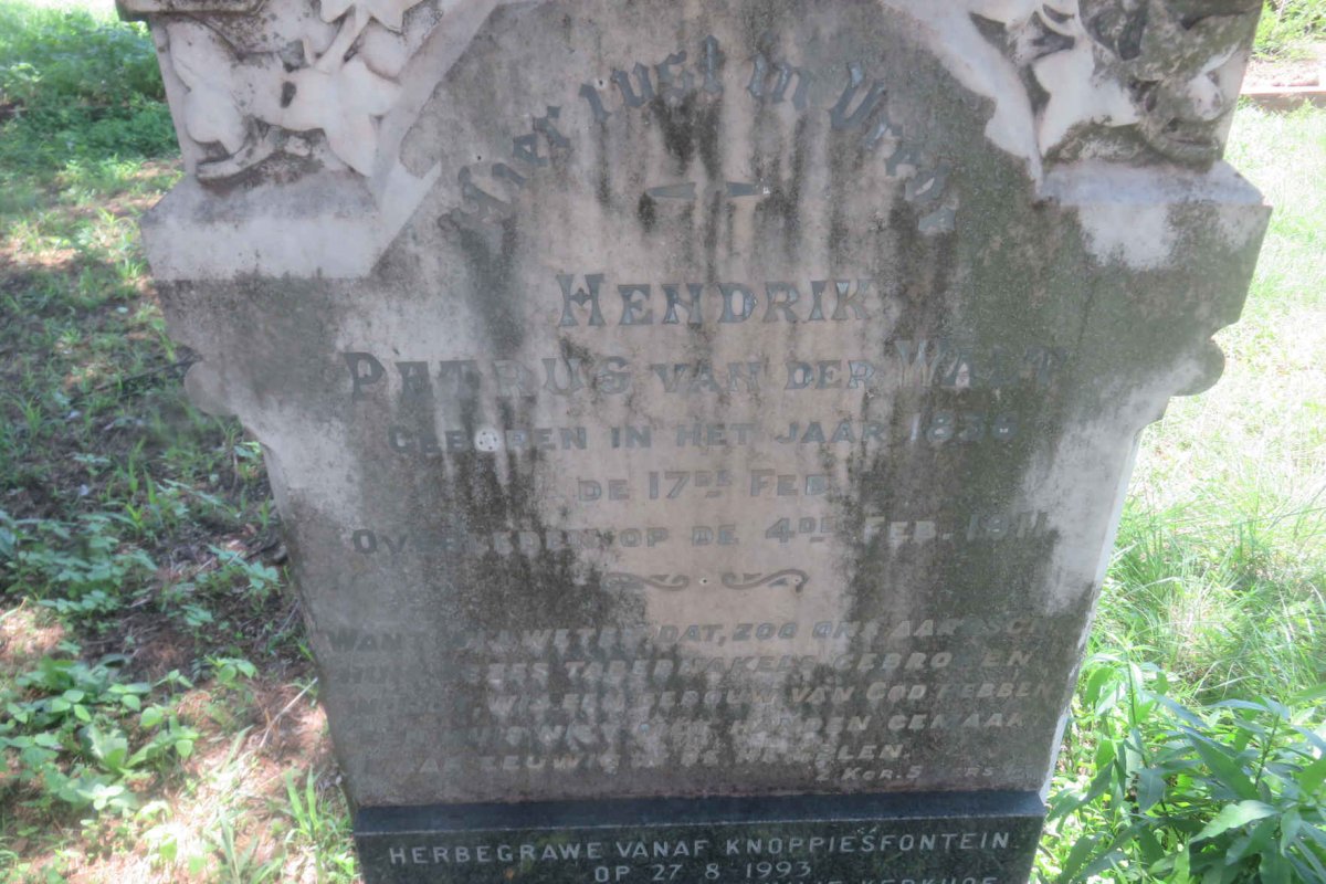 WALT Hendrik Petrus, van der 1836-1911
