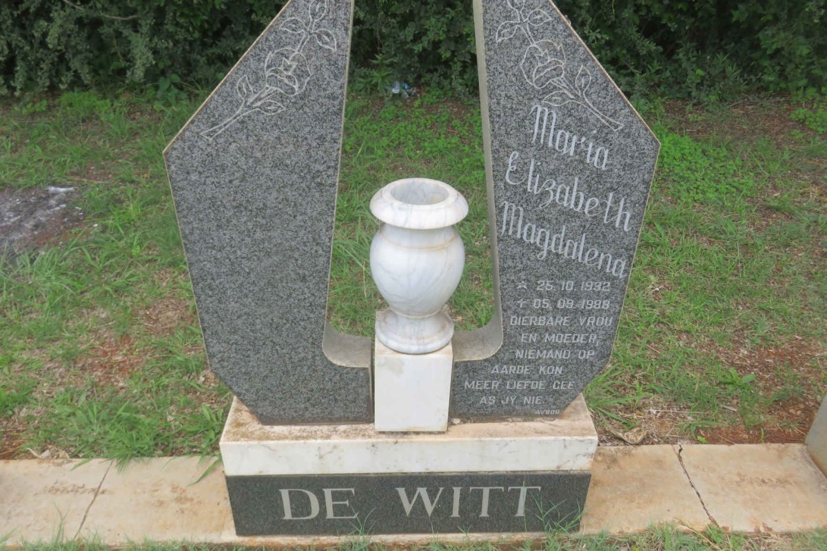 WITT Maria Elizabeth Magdalena, de 1932-1988