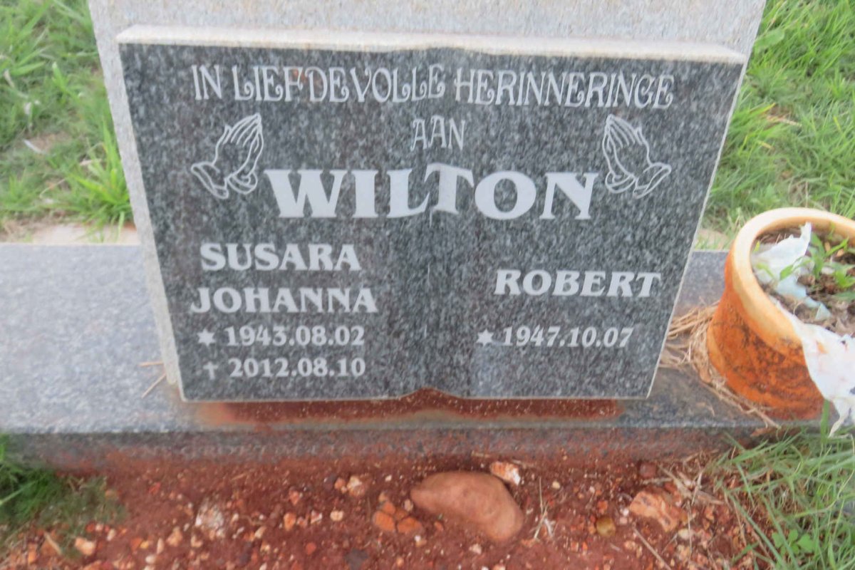 WILTON Robert 1947- &amp; Susara Johanna 1943-2012