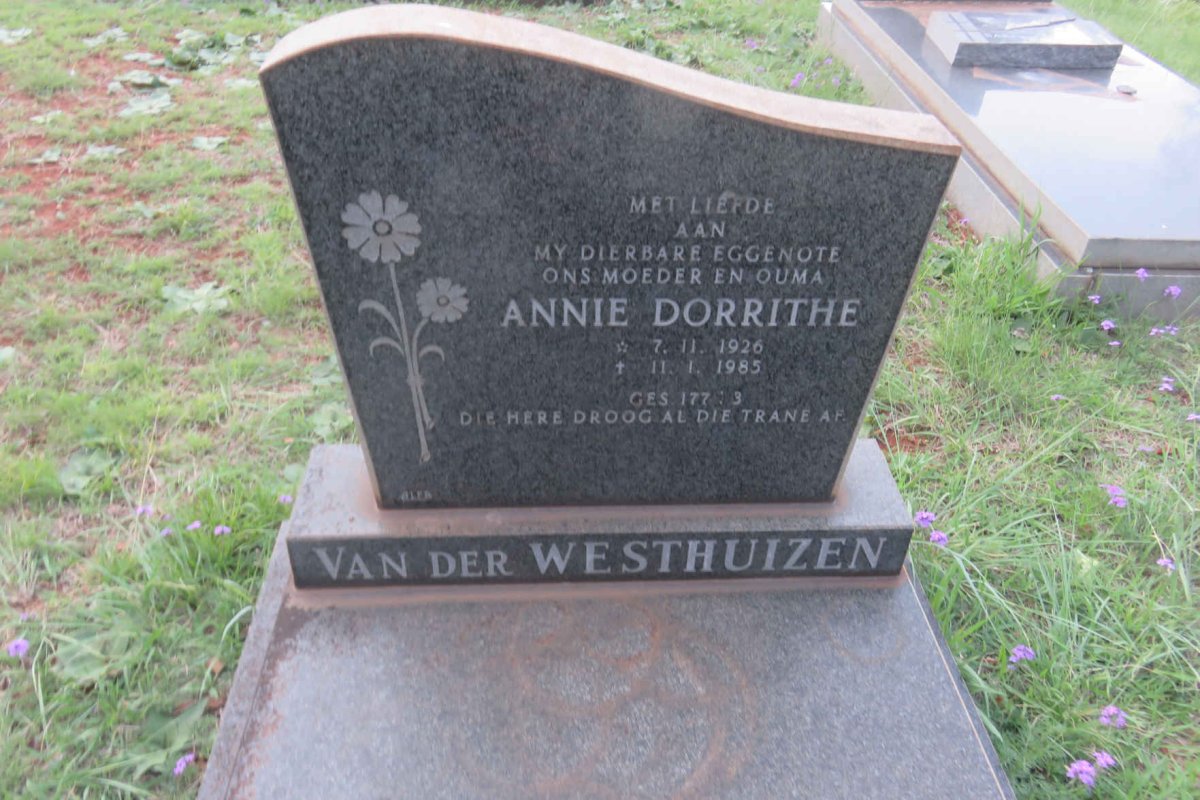 WESTHUIZEN Annie Dorrithe, van der 1926-1985
