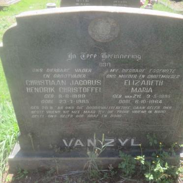 ZYL Christiaan Jacobus Hendrik Christoffel, van 1889-1985 &amp; Elizabeth Maria VAN ZYL 1895-1964