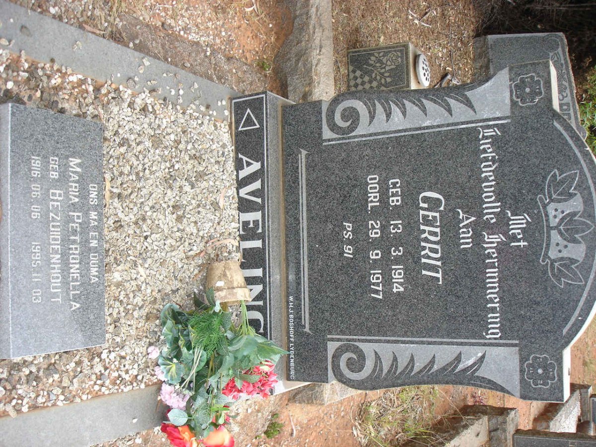 AVELING Gerrit 1914-1977 &amp; Maria Petronella BEZUIDENHOUT 1916-1995