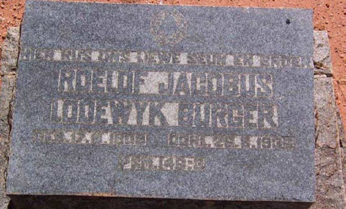 BURGER Roelof Jacobus Lodewyk 1909-1935