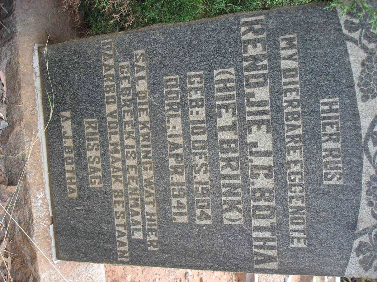 BOTHA Rendjie J.C. nee HIETBRINK 1904-1941