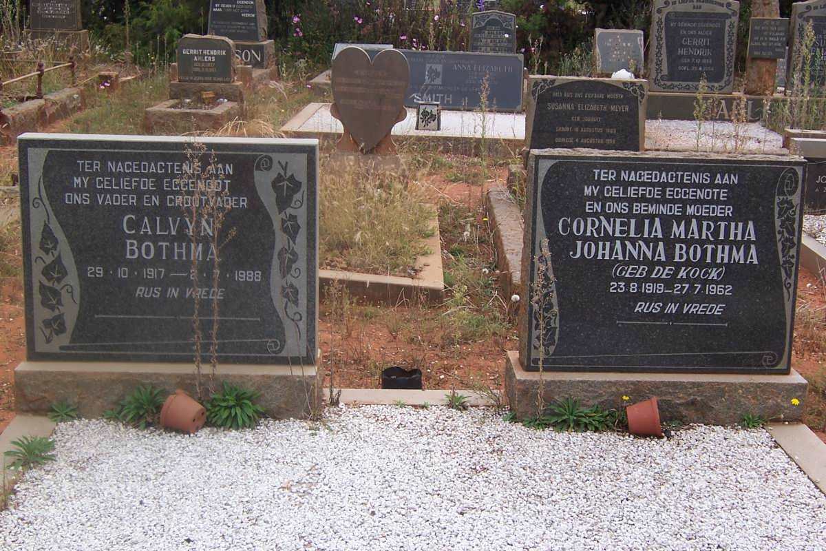 BOTHMA Calvyn 1917-1988 &amp; Cornelia Martha Johanna DE KOCK 1919-1962