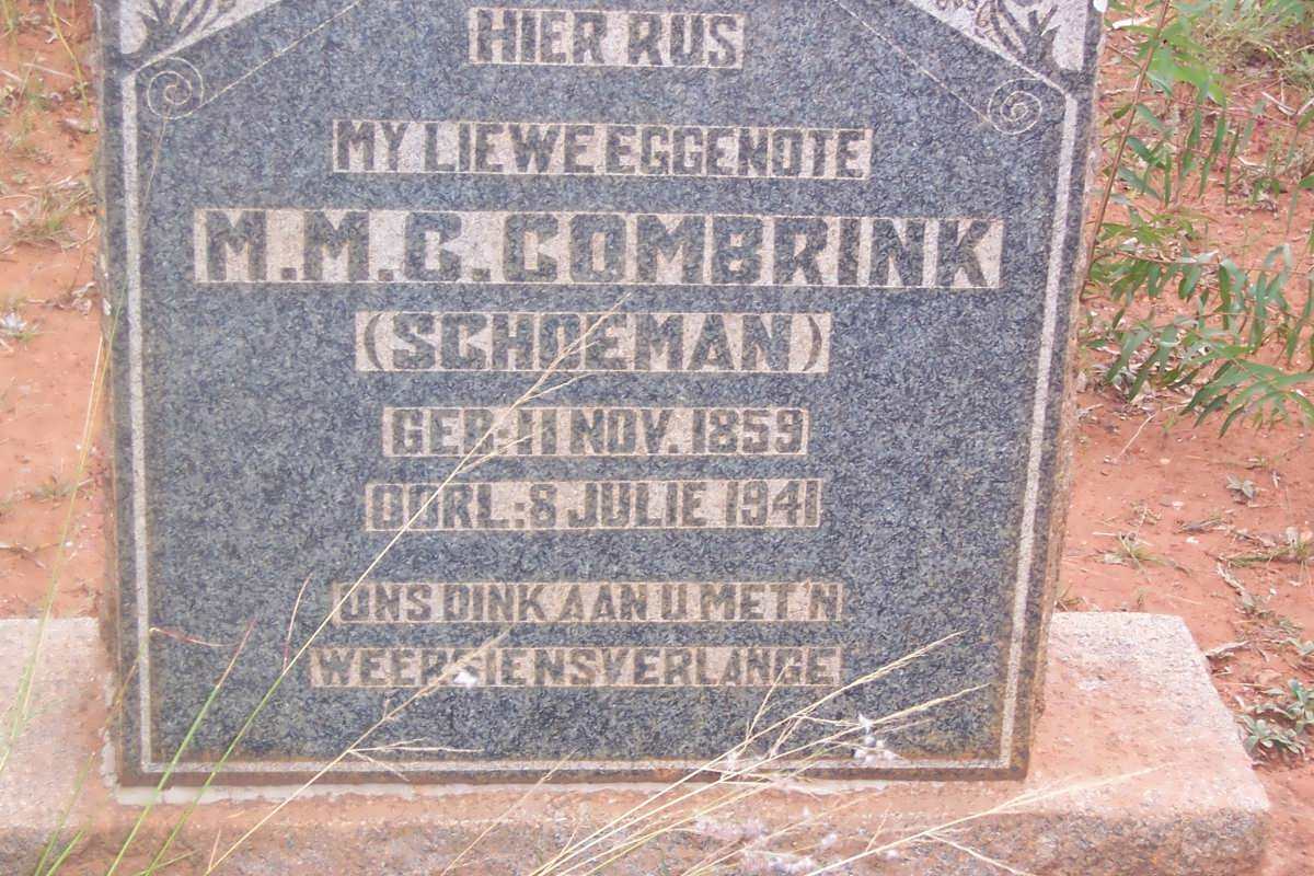 COMBRINK M.M.C. nee SCHOEMAN 1859-1941