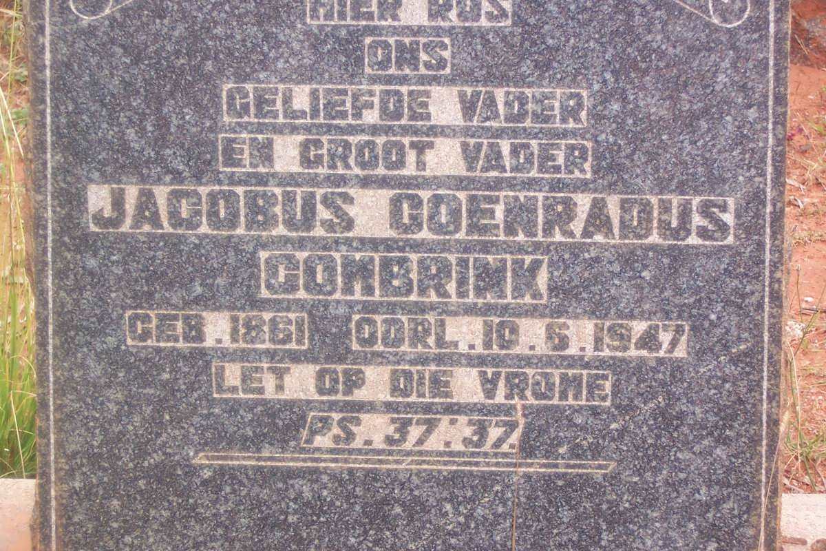 COMBRINK Jacobus Coenradus 1861-1947