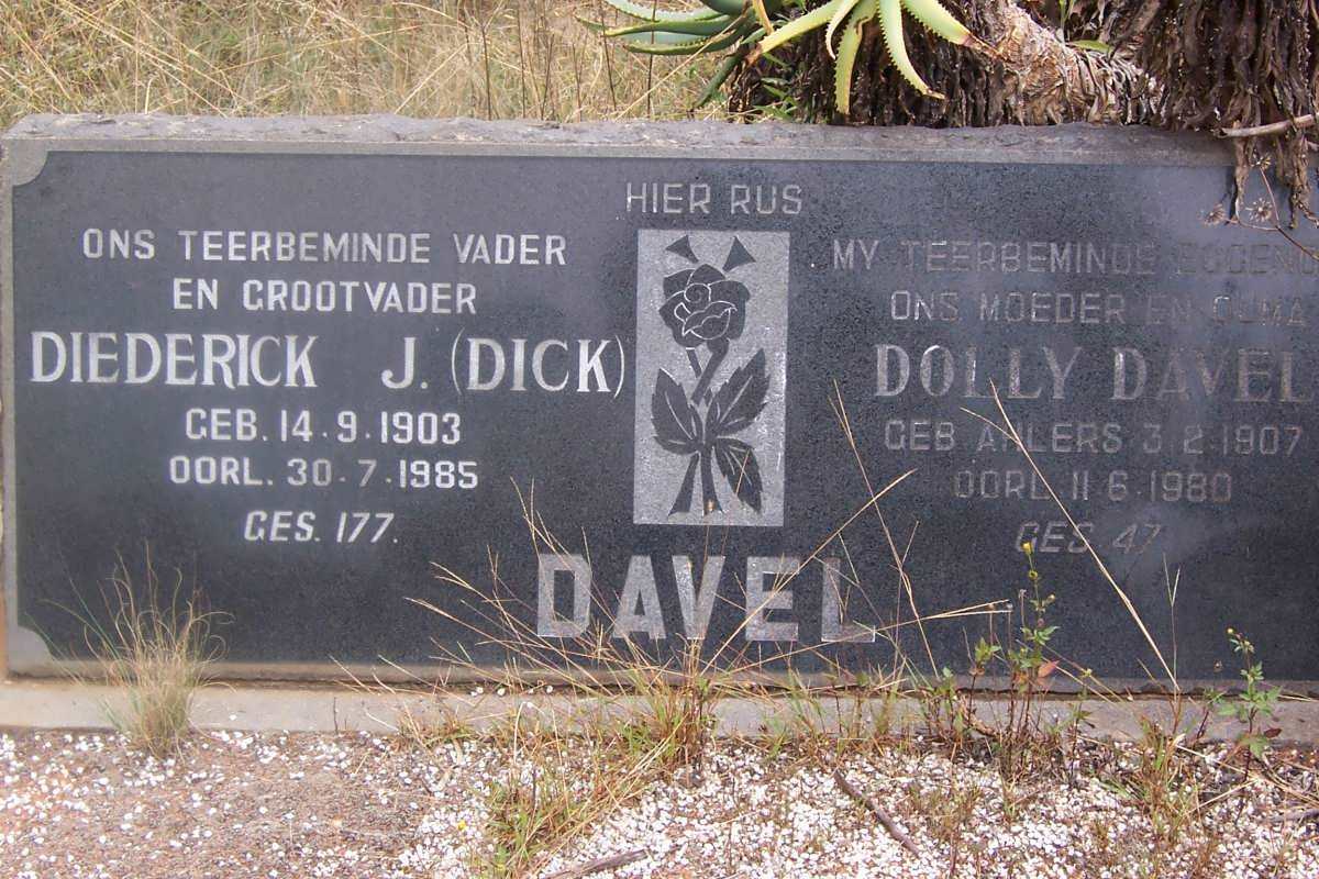 DAVEL Diederick J. 1903-1985 &amp; Dolly AHLERS 1907-1980