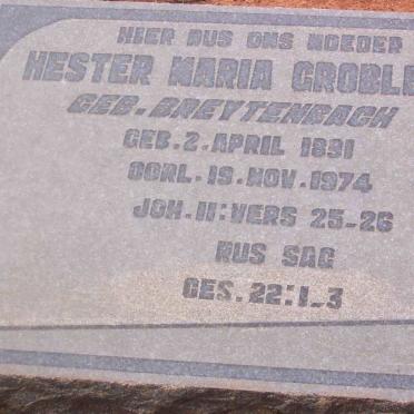 GROBLER Hester Maria nee BREYTENBACH 1891-1974