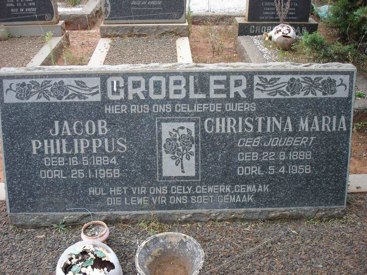 GROBLER Jacob Philippus 1884-1958 &amp; Christina Maria JOUBERT 1888-1958