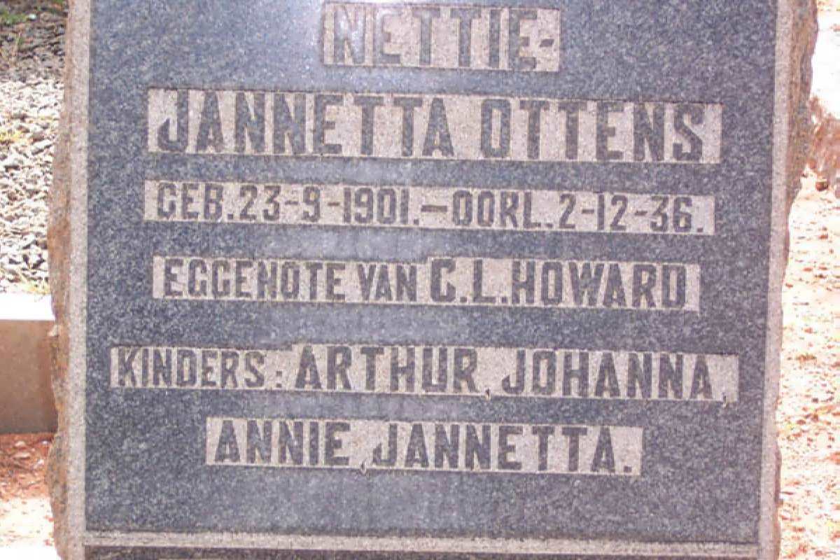 HOWARD Janetta nee OTTENS 1901-1936
