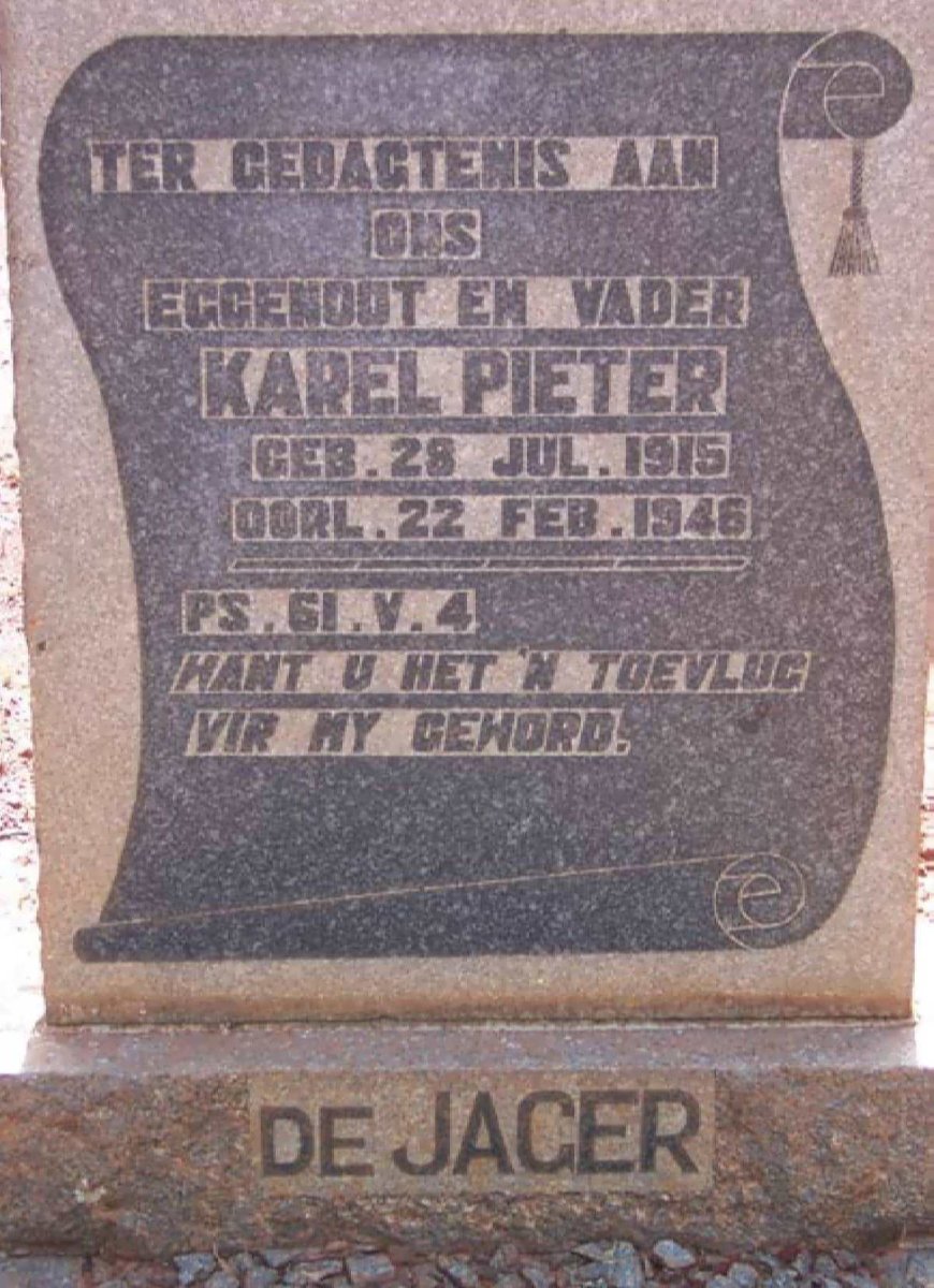JAGER Karel Pieter, de 1915-1946
