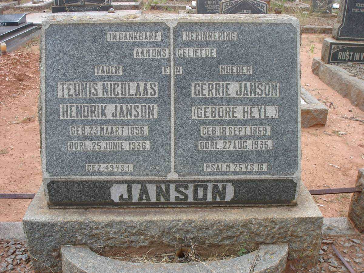 JANSON Teunis Nicolaas Hendrik 1856-1936 &amp; Gerrie HEYL 1859-1935
