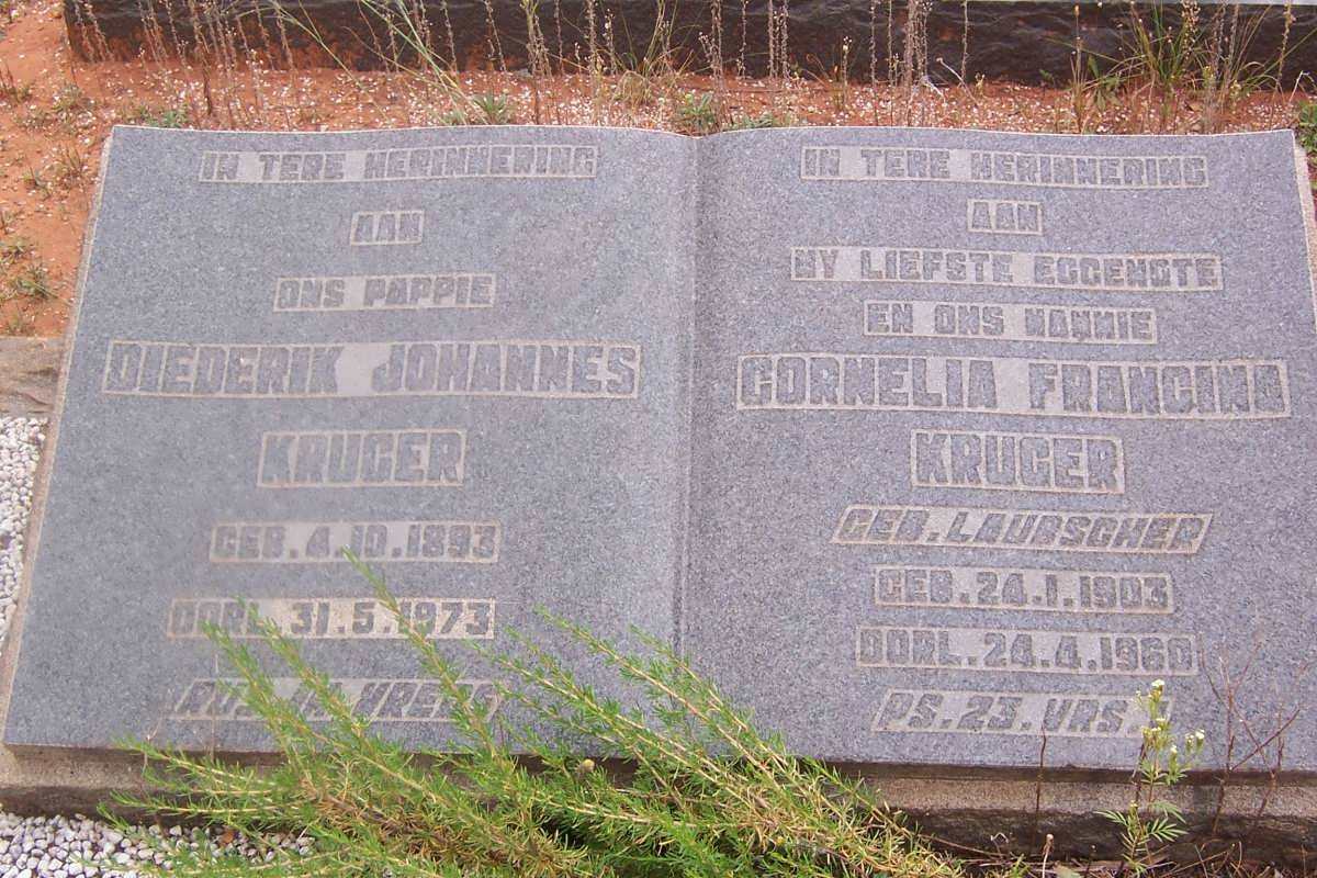KRUGER Diederik Johannes 1893-1973 &amp; Cornelia Francina LAUBSCHER 1903-1960