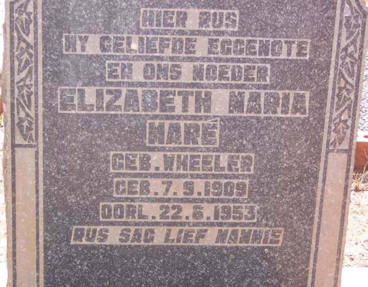 MARE Elizabeth Maria nee WHEELER 1909-1953
