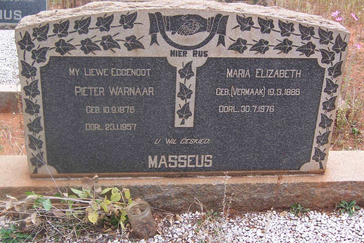 MASSEUS Pieter Warnaar 1876-1957 &amp; Maria Elizabeth VERMAAK 1886-1976