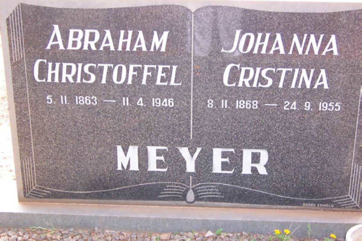 MEYER Abraham Christoffel 1863-1946 &amp; Johanna Cristina 1868-1955