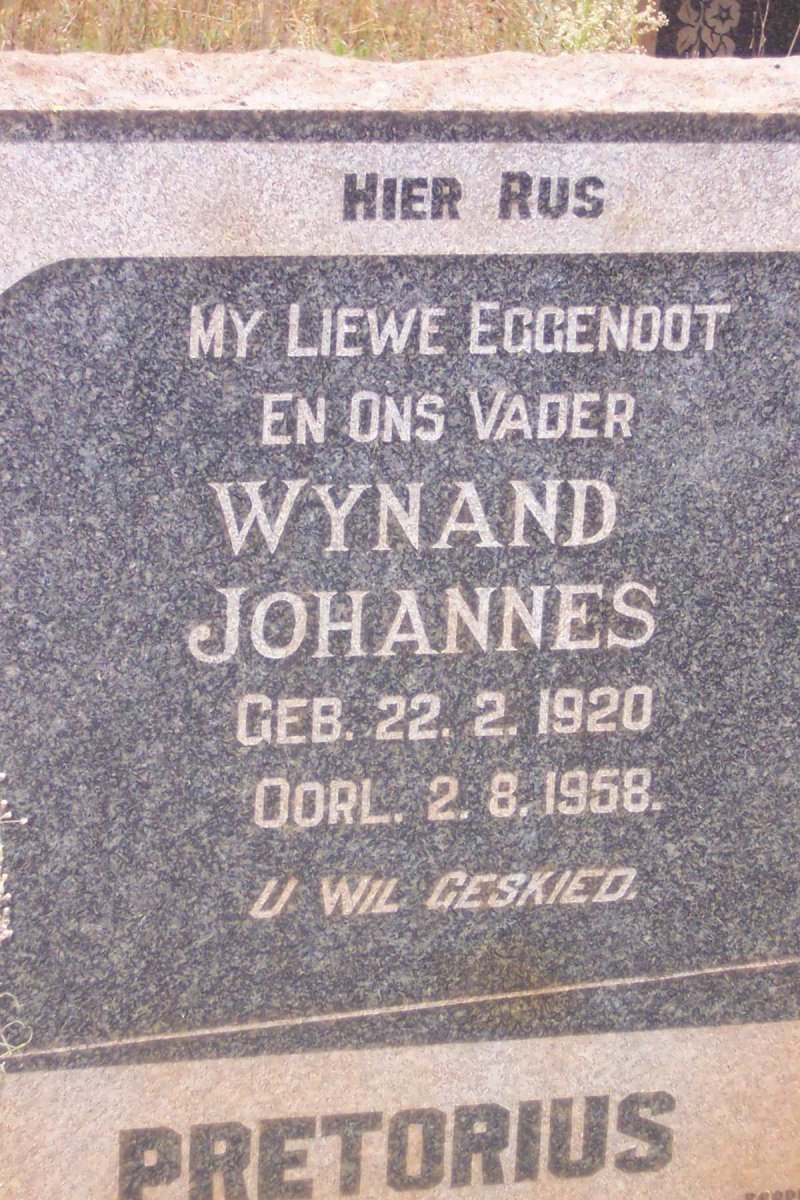 PRETORIUS Wynand Johannes 1920-1958
