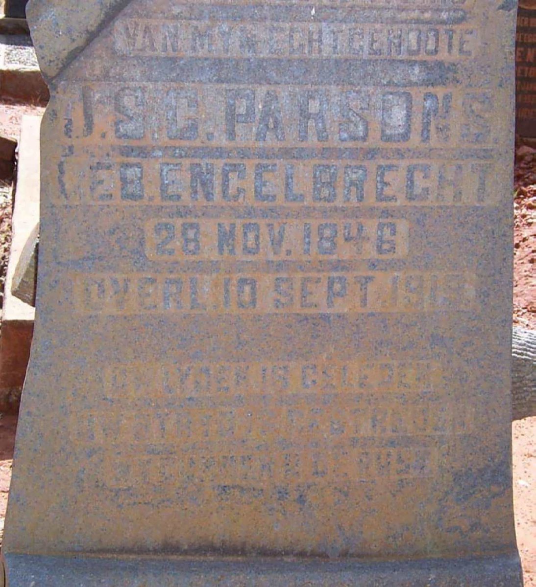 PARSONS J.S.C. nee ENGELBRECHT 1846-1919