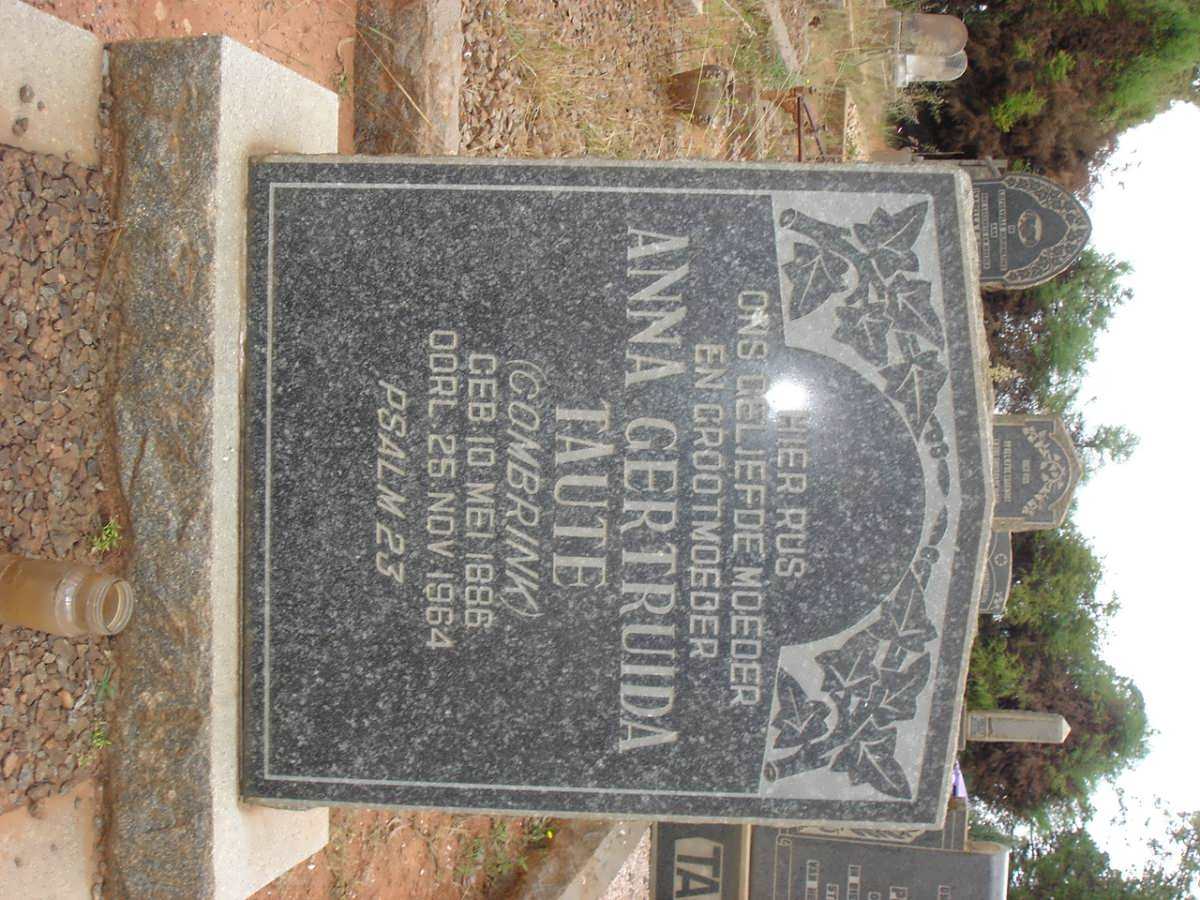 TAUTE Anna Gertruida nee COMBRINK 1886-1964