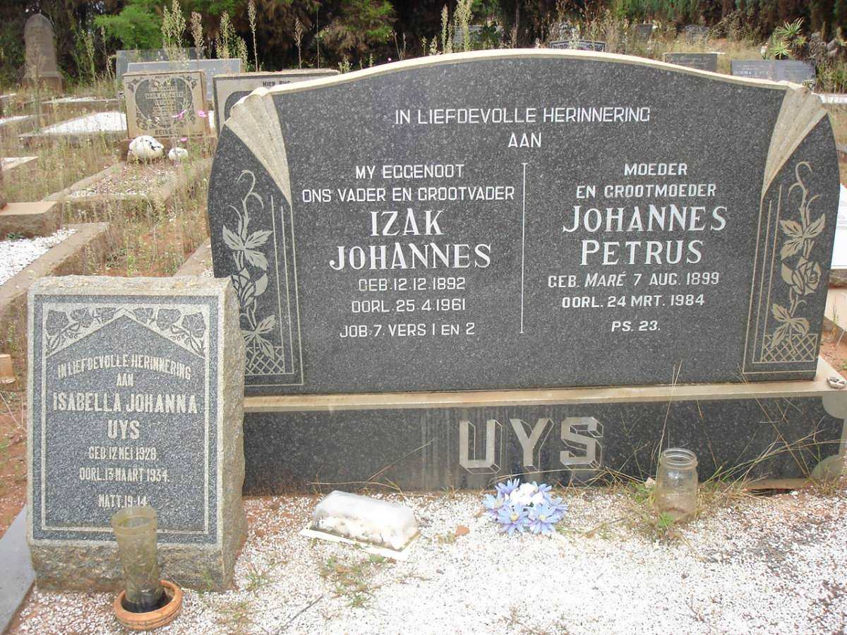 UYS Izak Johannes 1892-1961 &amp; Johannes Petrus MARE 1899-1984 :: UYS Isabella Johanna 1928-1934
