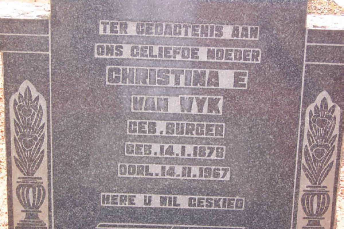 WYK Christina E., van nee BURGER 1878-1967