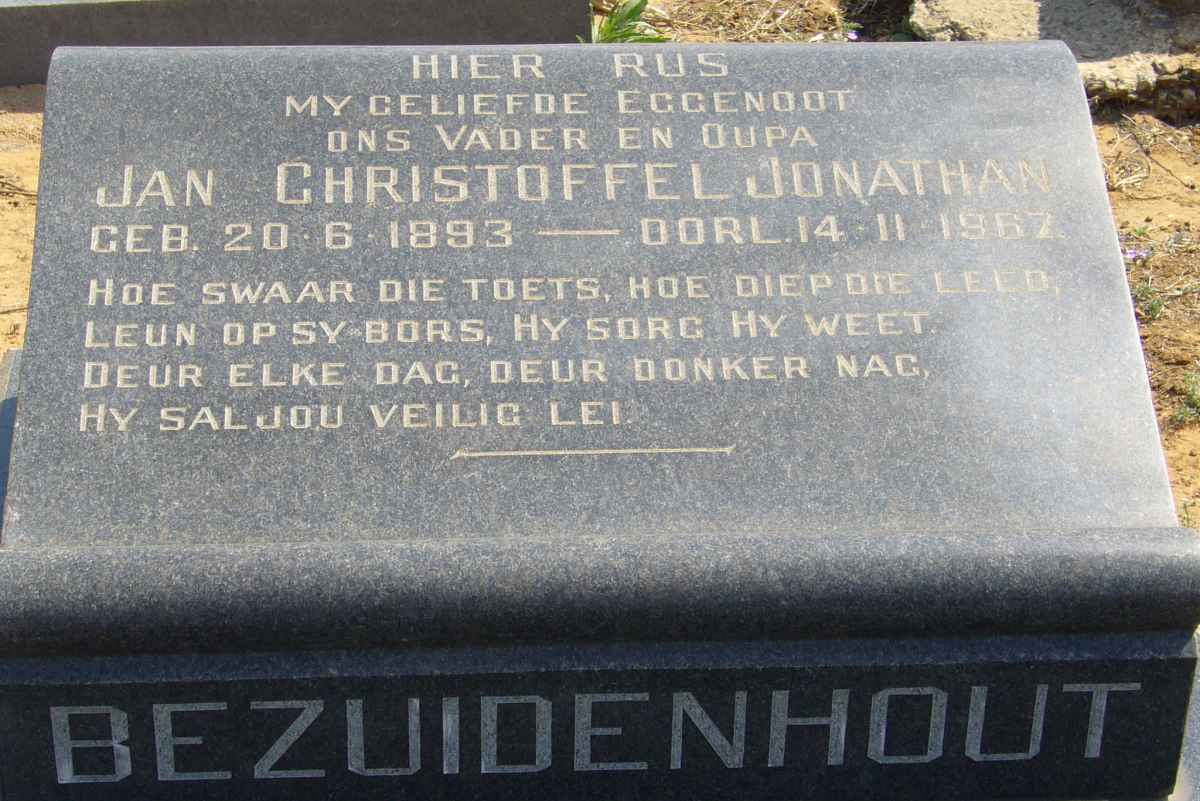 BEZUIDENHOUT Jan Christoffel Jonathan 1893-1967 