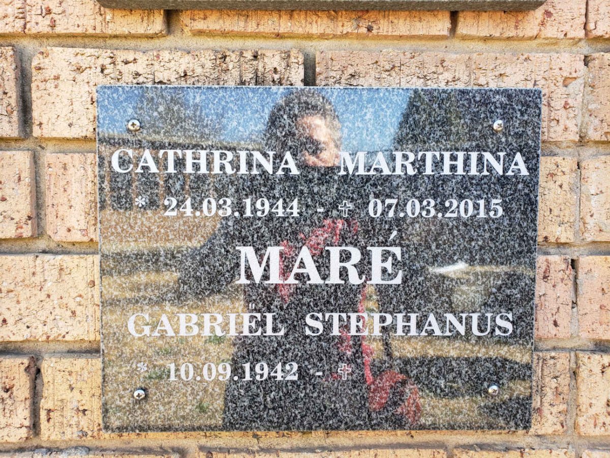 MARE Gabriel Stephanus 1942- &amp; Cathrina Marthina 1944-2015
