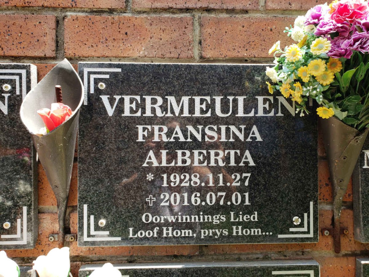 VERMEULEN Fransina Alberta 1928-2016