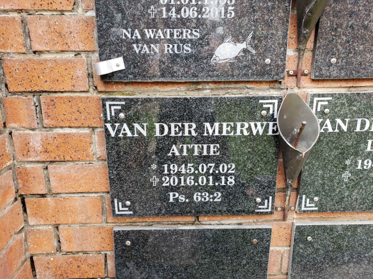 MERWE Attie, van der 1945-2016