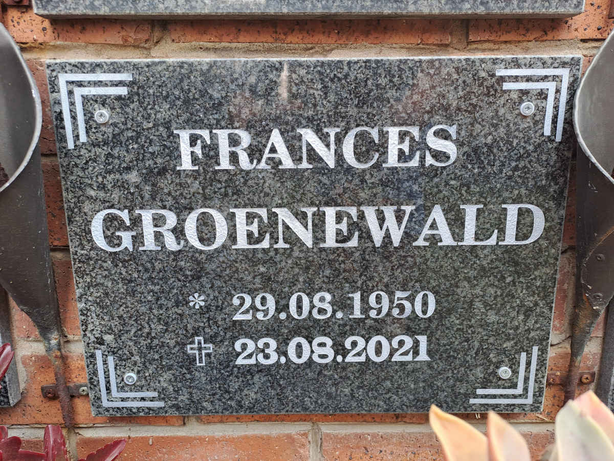 GROENEWALD Frances 1950-2021