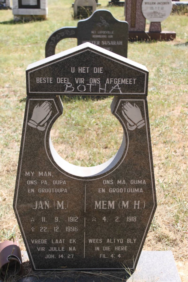 BOTHA M. 1912-1996 &amp; M.H. 1918-