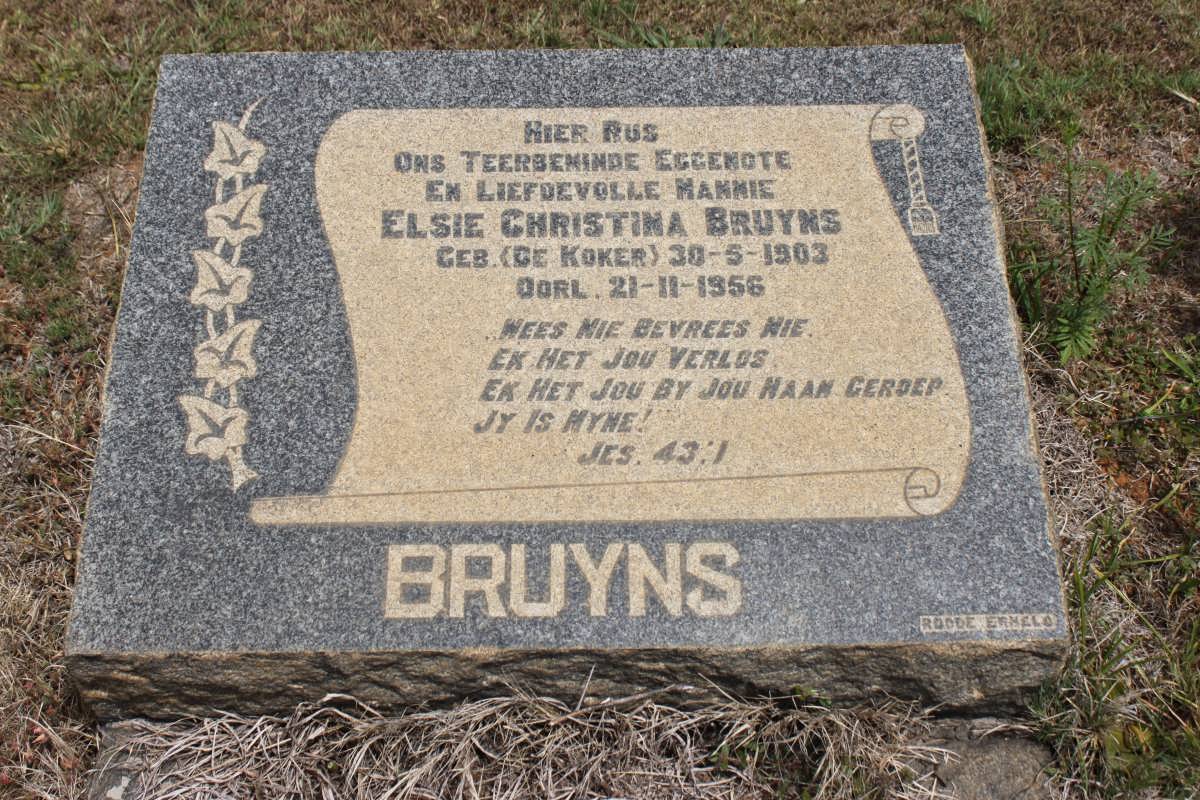 BRUYNS Elsie Christina nee DE KOKER 1903-1956