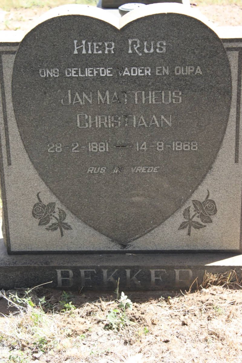 BEKKER Jan Mattheus Christiaan 1881-1968