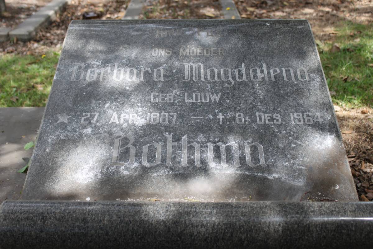BOTHMA Barbara Magdalena geb LOUW 1887-1964