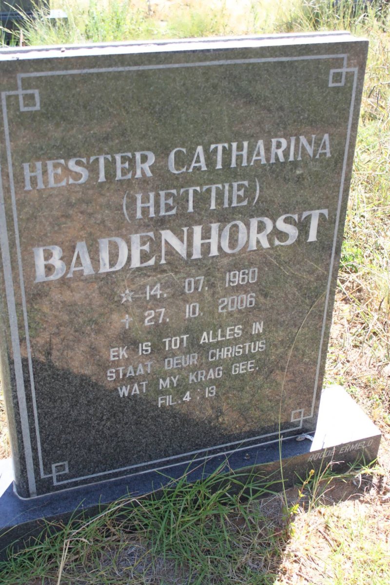 BADENHORST Hester Catharina 1960-2006