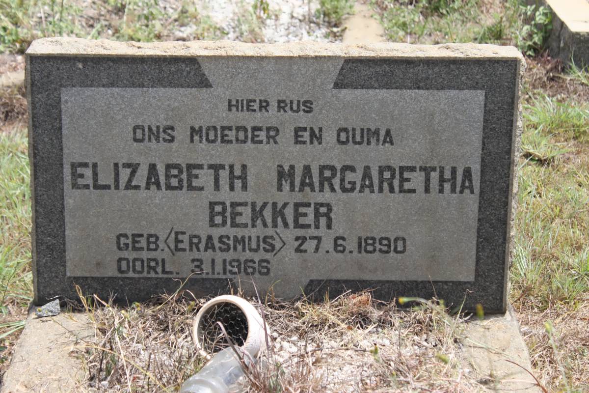BEKKER Elizabeth Margaretha geb ERASMUS 1890-1966