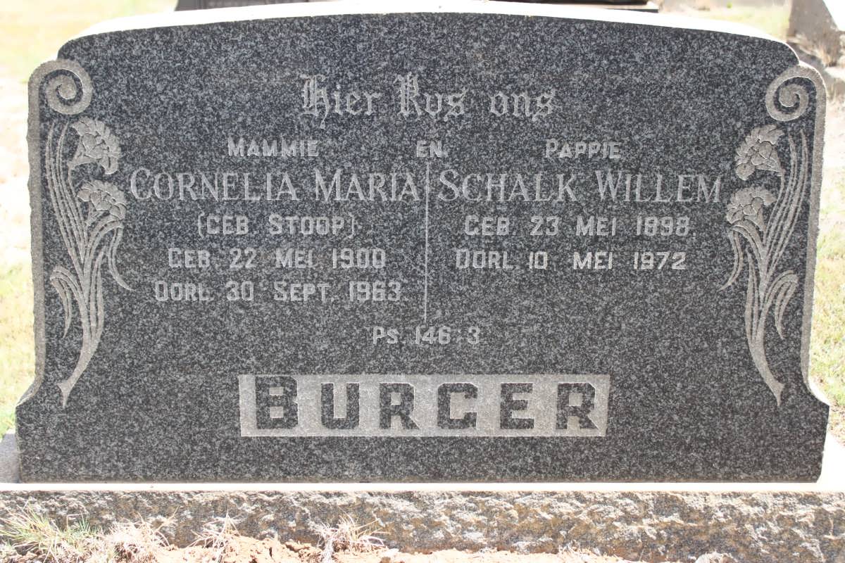 BURGER Schalk Willem 1898-1972 &amp; Cornelia Maria STOOP 1900-1963