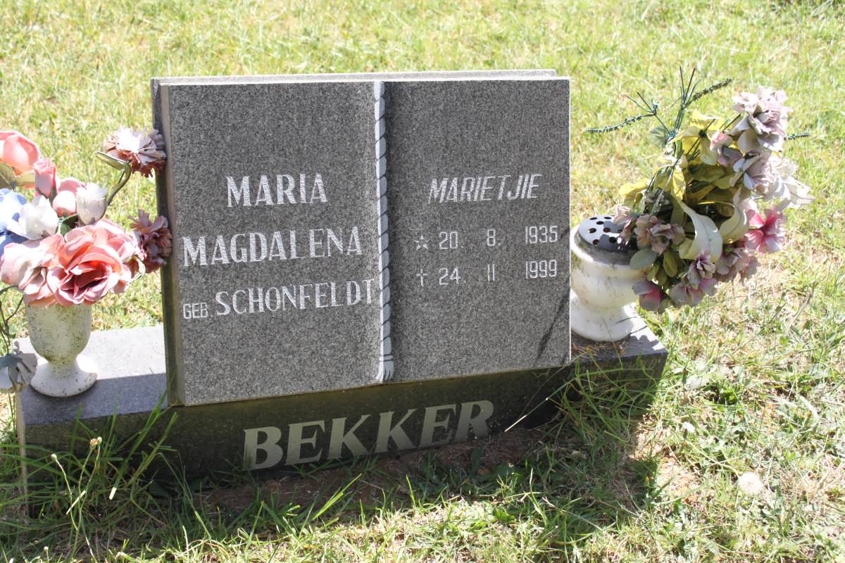 BEKKER Maria Magdalena geb SCHONFELDT 1935-1999