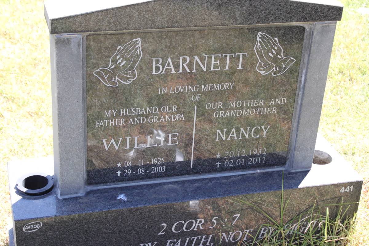 BARNETT Willie 1925-2003 &amp; Nancy 1932-2011
