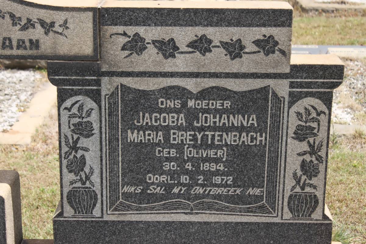 BREYTENBACH Jacoba Johanna Maria geb OLIVIER 1894-1972