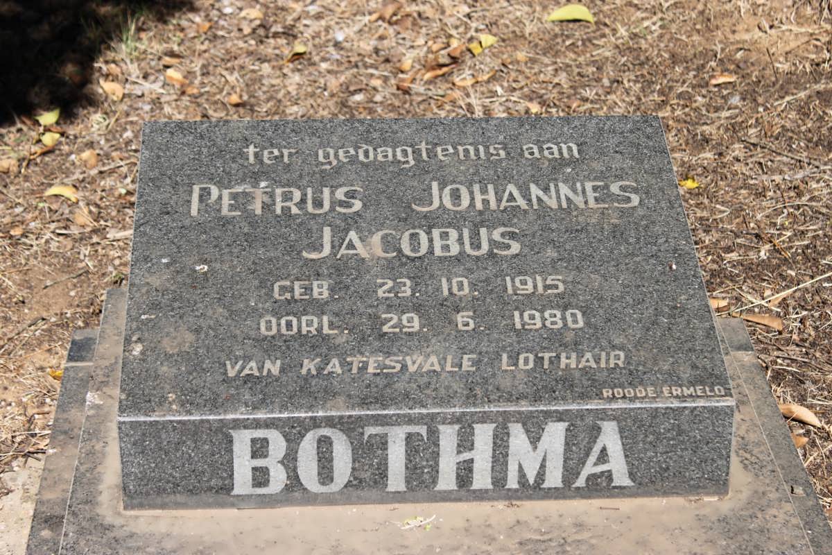 BOTHMA Petrus Johannes Jacobus 1915-1980