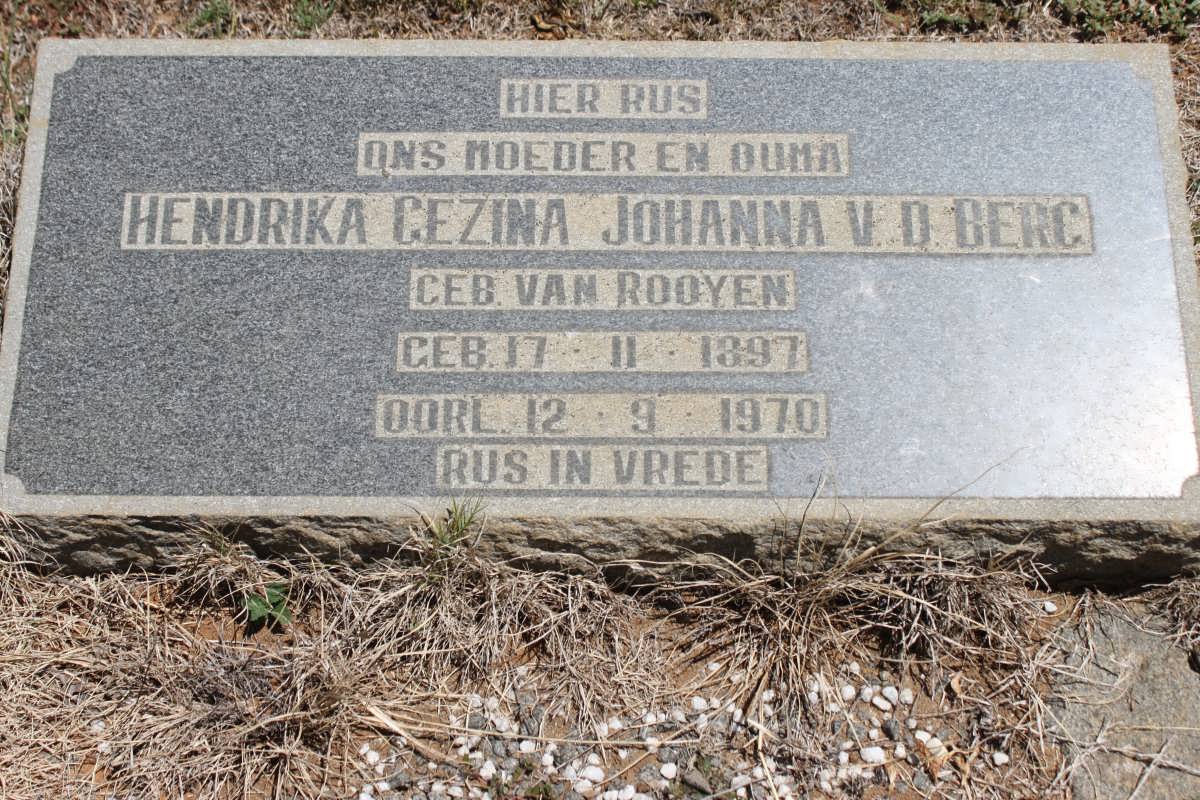 BERG Hendrika Gezina Johanna, v.d. geb VAN ROOYEN 1897-1970