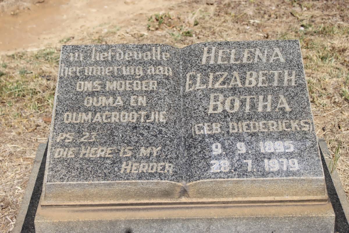 BOTHA Helena Elizabeth nee DIEDERICKS 1895-1979