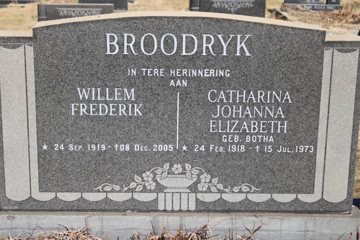 BROODRYK Willem Frederik 1919-2005 &amp; Catharina Johanna Elizabeth BOTHA 1918-1973