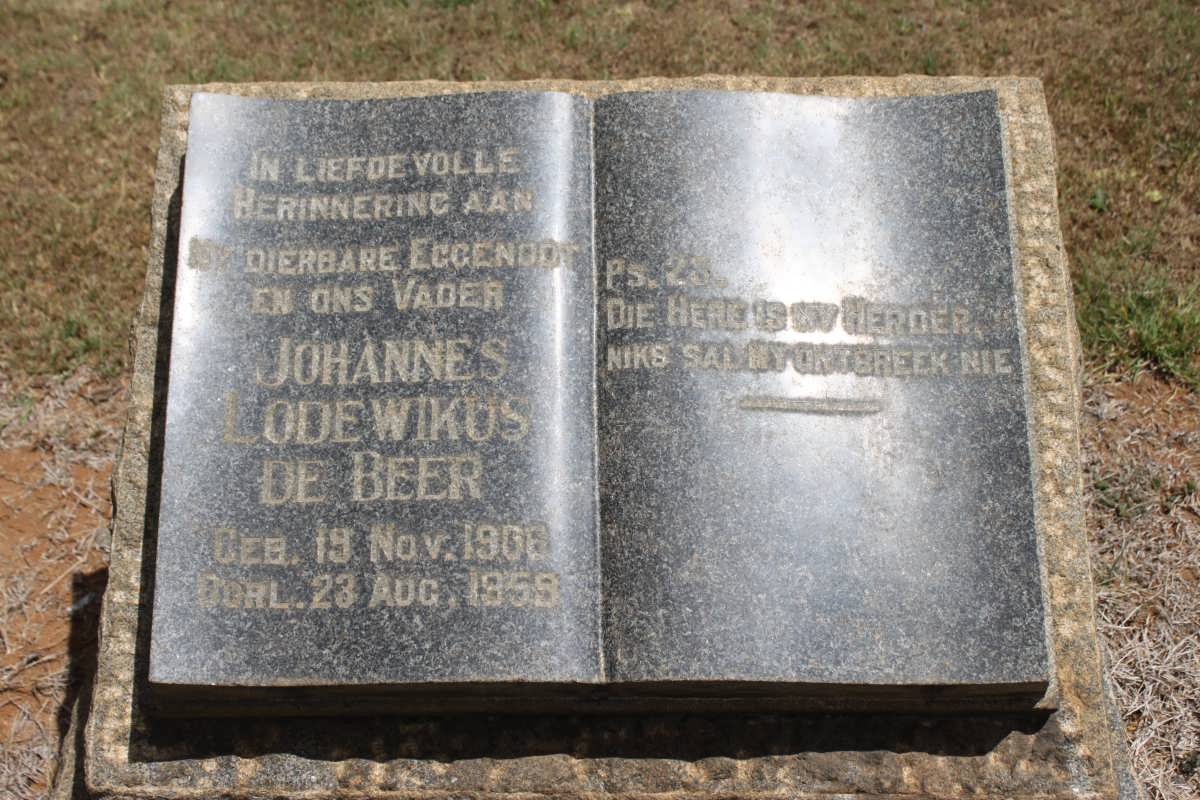 BEER Johannes Lodewikus, de 1908-1959