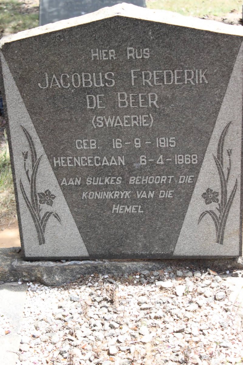 BEER Jacobus Frederik, de 1915-1968