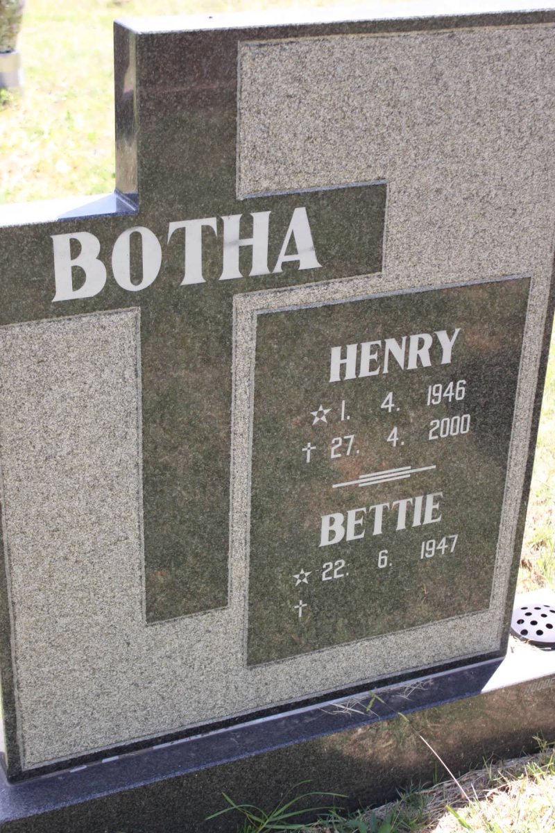 BOTHA Henry 1946-2000 &amp; Bettie 1947-